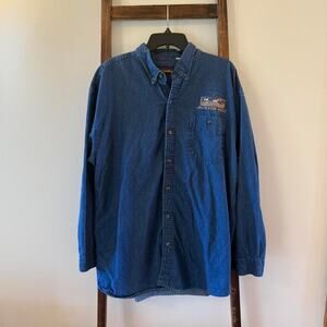 Peregrine Bay Jackson Hole Oversized Denim Jean Shirt Button Up Cotton Blue XL